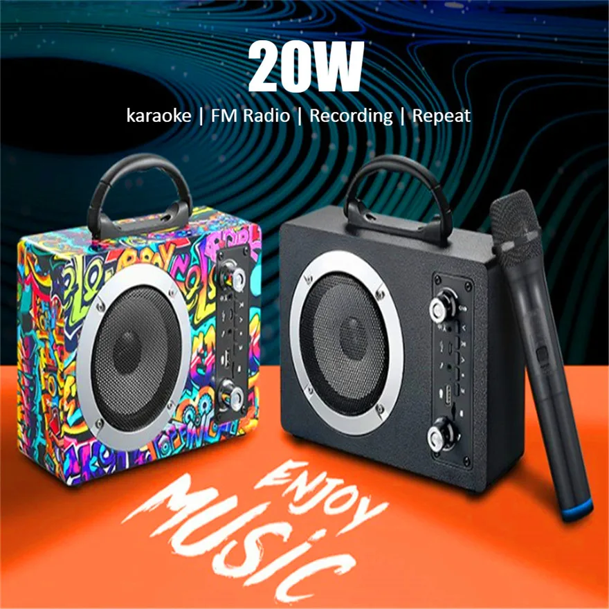 Микро караоке система записи Usb Bluetooth колонка с Fm радио коробка деревянный