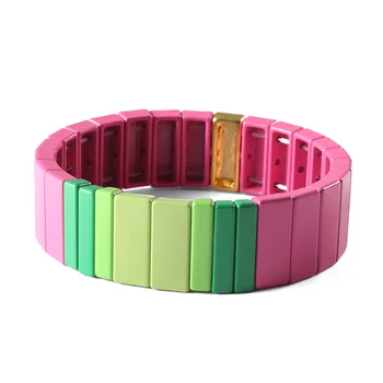 

New Year Multicolor Tila Tile Bracelet Elastic Vsco Charm Bracelets For Women Gift Boho Hematite Bead Armband Stack Bracelet