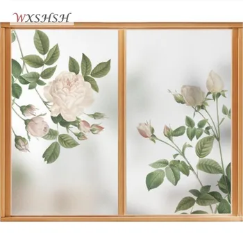 

Static Cling Custom Size Window Film Rose Pattern Home Decor Private Water-Proof Glass Sticker For Window Door Partition Cabinet