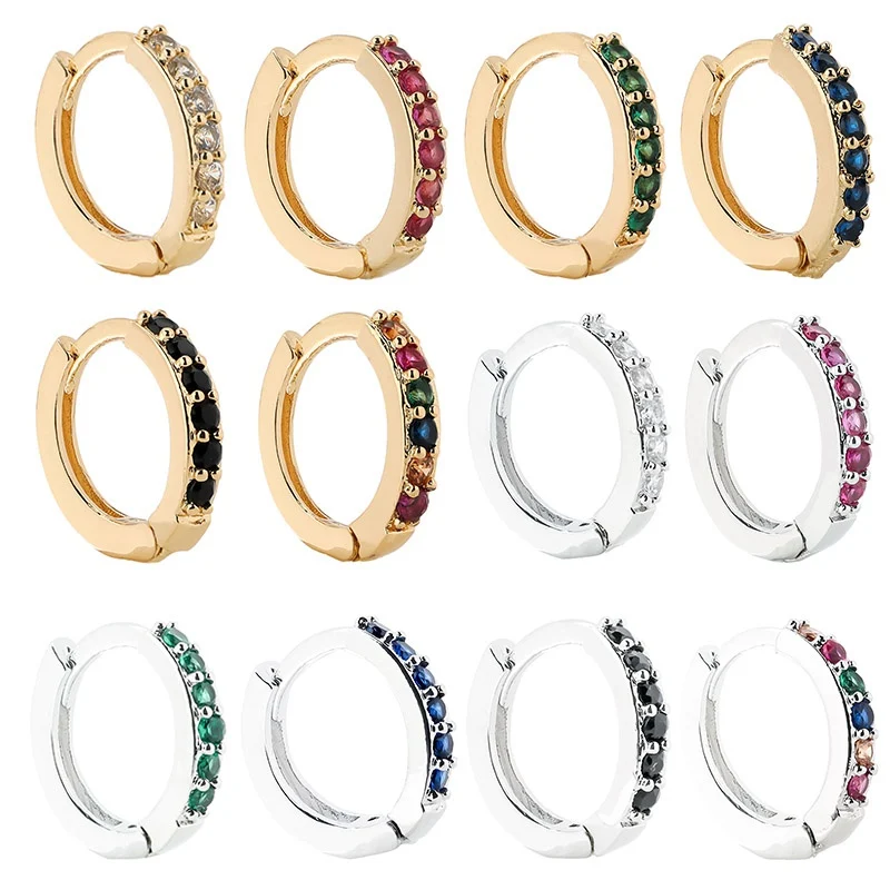 Минималистичные геометрические циркониевые круглые серьги-гвоздики для женщин, вечерние ювелирные изделия, милые аксессуары, серьги-кольца, разные цвета