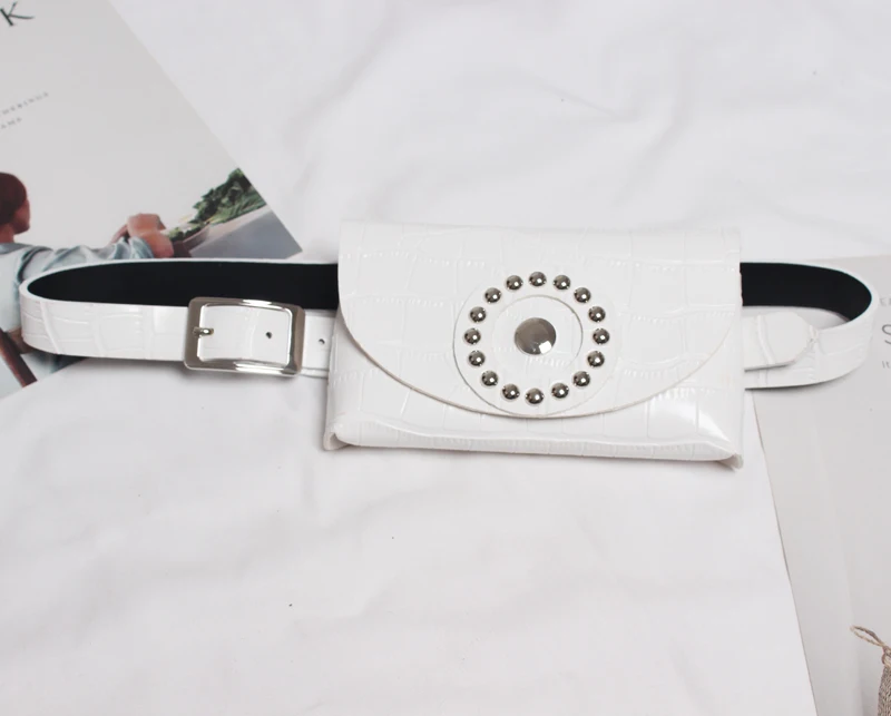 Chic Street Style Alligator Pattern Leather Women Fanny Pack Wallet Belt Waist Pouch Female PU White Waist Belt Envelop Handbags