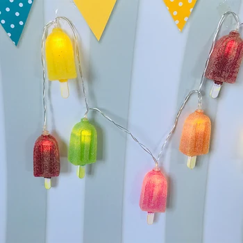 

2AABattery Operated Summer Day Series Colorful Ice-cream Stick LED String Lights 1.5m10LEDS for Sandbeach Party House Christmas