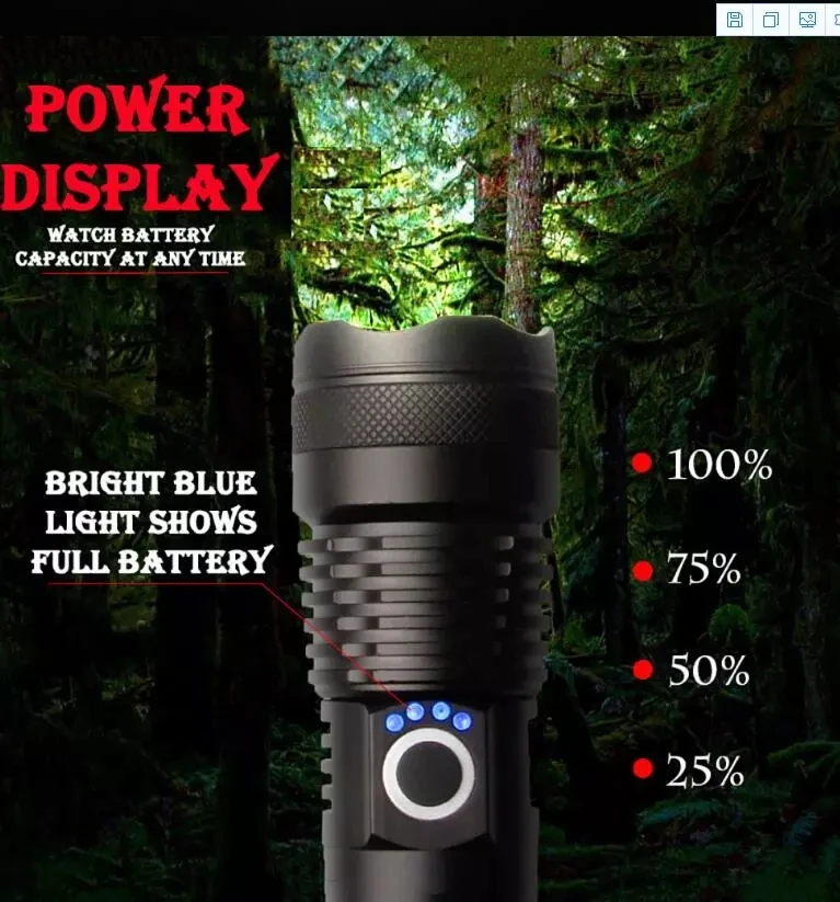 TMWT LED Flashlight XHP50 High Power USB Rechargeable Flashlight 5 Modes Lantern Self Defense Shocker Torch Tactical Lamp images - 6