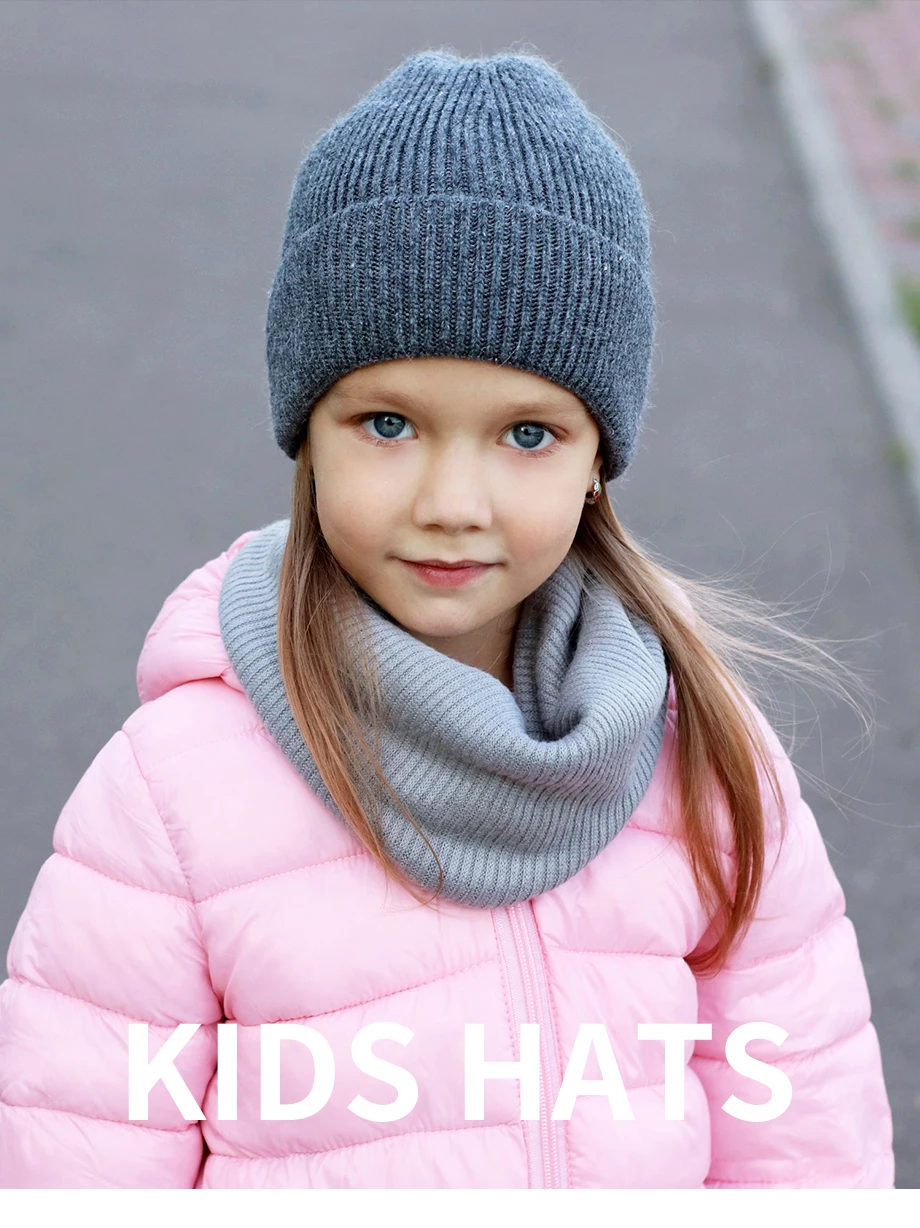 Детские шапки, одноцветные зимние шапки, унисекс Шапка-бини для девочек из кроличьей шерсти, мягкие вязаные шапочки для малышей, детская шапка