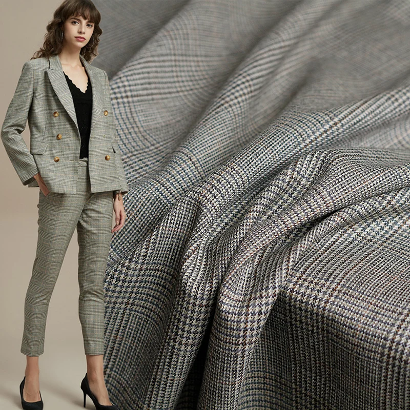 Перламутровый шелк японская пряжа окрашенная Вельш плед камвольная шерстяная ткань одежда материал осенние женские костюмы швейная ткань