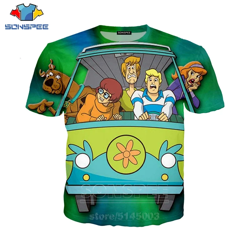 

SONSPEE Summer New Men Women Sweatshirt 3D Print Anime Scooby Doo T Shirt Chili Short Sleeve Hip Hop Top Street Pullover C025