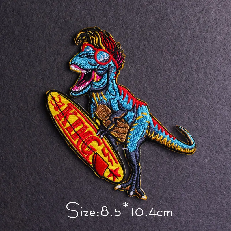 Dinosaur Embroidered Patches For Clothing Thermoadhesive Patches Iron On Patch On Clothes Stickers Stripes Punk/Rock Patch Badge