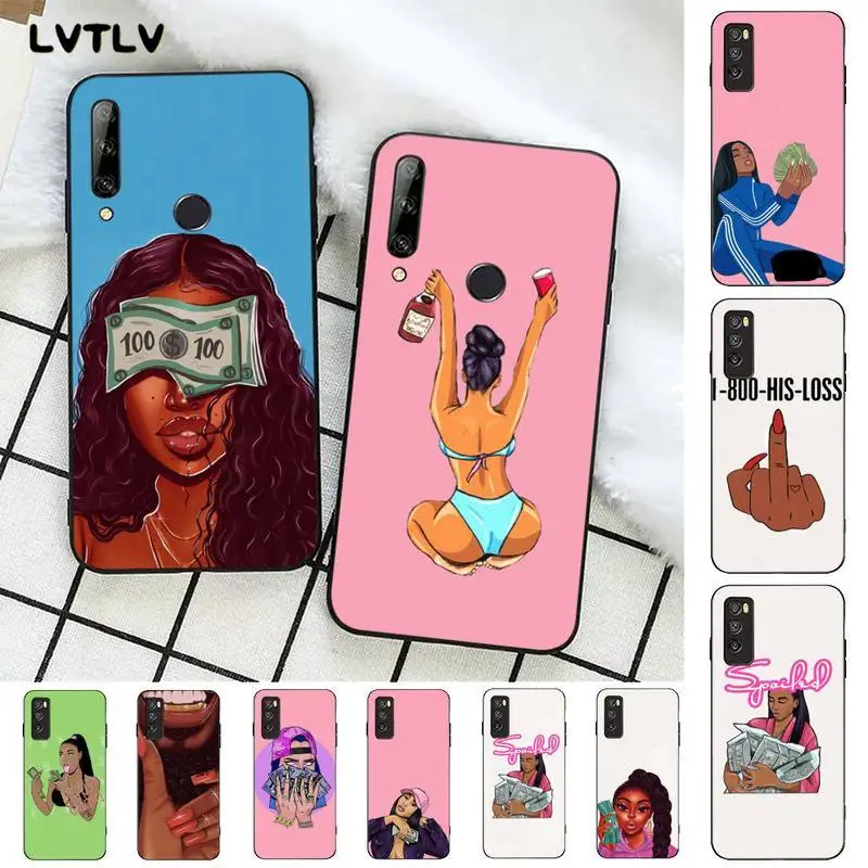 LVTLV Make Money Black Head girl роскошный уникальный чехол для телефона Huawei Honor 8x9 10 20 V 30 pro lite view