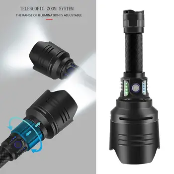 

P10 LED Torch 4 Modes Power Display Flashlight Glare Lamp for Outdoor Adventure Input and Output Emergency Charging Treasure