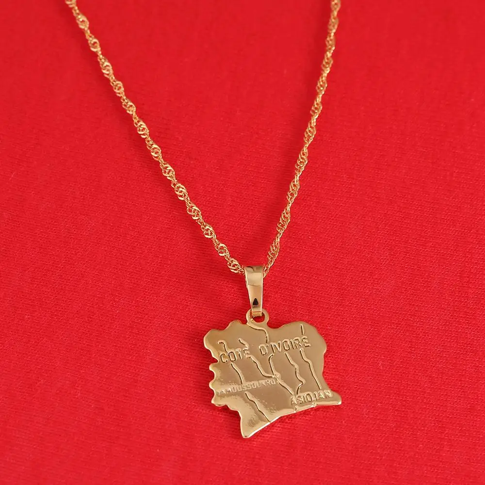 Cote D'Ivoire Map Pendant Necklace Ivory Coast Maps Necklaces Gold Color Map Jewelry For Women Men 4