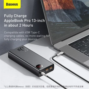 Baseus – batterie externe Portable 65W 20000mAh, chargeur PD QC 3.0 22.5W, Powerbank 20000