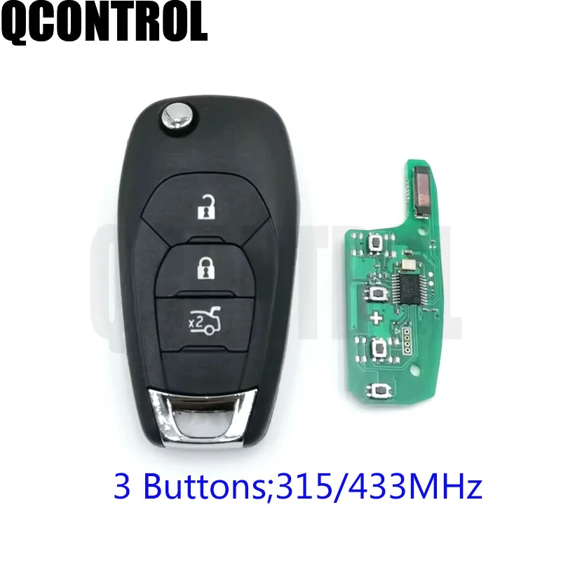 

QCONTROL 3 Button Modified Folding Flip Remote Smart Car Key Fob 315MHZ or 433MHZ ID46 PCF7941 Chip For Chevrolet Cruze Aveo