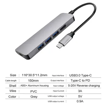 

With 3 USB 3.0 USB Hub USB 3.0 Multi-function Card Reader Type-C to USB3.0+USB2.0+TF Type C PD Adapter Charging USB-C Hub