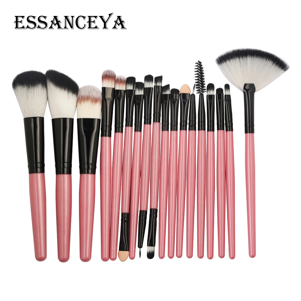 ESSANCEYA 10/15/18 шт. кисти для макияжа набор кистей для макияжа с деревянной основой Кисть для растушевки теней кисть Косметика макияжные Кисти Инструменты Набор для макияжа бровей, Наборы - Handle Color: 18Pcs-FH
