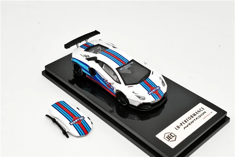 JEC 1:64 LB Works Liberty Walk LB Performance Aventador 2.0 GULF Martini with Roof Boxes Diecast Model Car