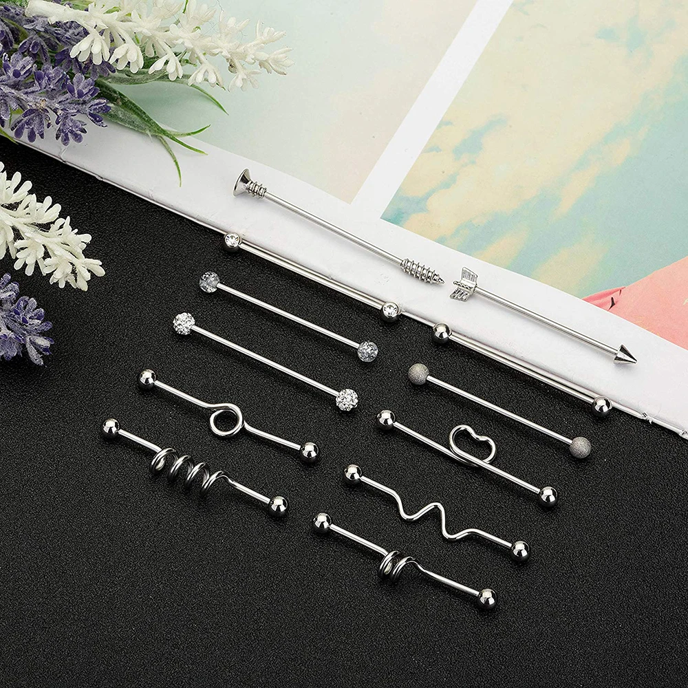 14G Surgical Steel Industrial Barbell for Women Men Cartilage Earring Helix Body Piercing Jewelry 1 1/2 Inch 38mm 1pc piercing jewelry body piercing jewelry body jewelry ear piercing jewelry body piercing earrings metal jewelry