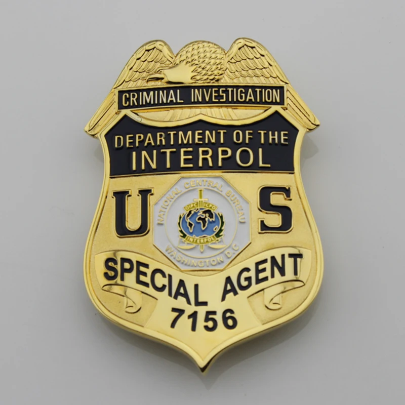 badge Сша отдел следственных действий специального агента Интерпола бейджи-Реплика фильма булавка назад с зажимом для ремня кожаный держатель - Цвет: badge