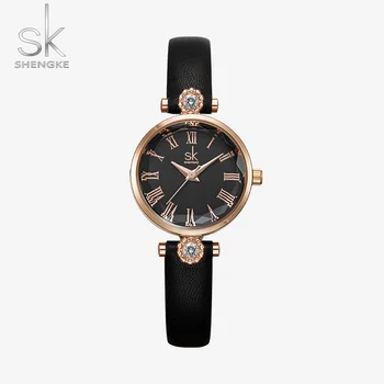 

Shengke Women Fashion Leather Quartz Watches Simple Roman Dial With Calendar Watch Waterproof Wristwatch Clock Relogio Reloj