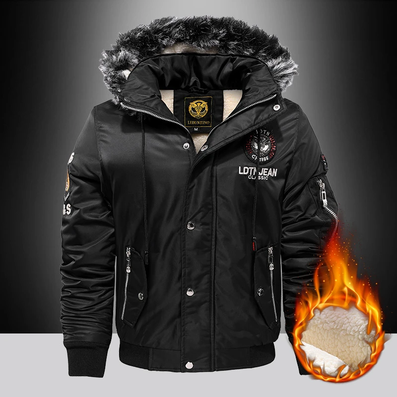 Outdoor Casual Down & Parkas Coat Oversize Plus Velvet Thick Brand Keep Warm Winter Men's Black Red Padded Oversized Jacket 2021 mens parka jacket
