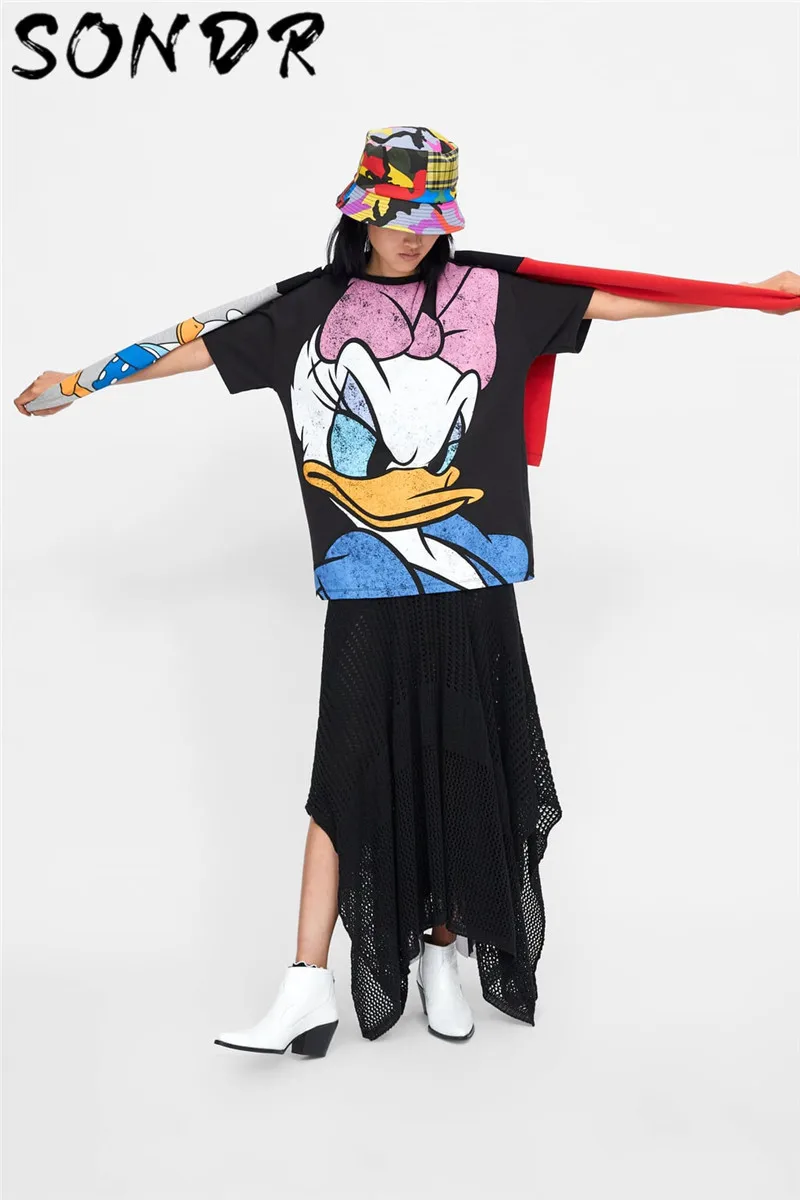 Summer Fashion T-shirt Women harajuku streetwear cartoon print Lion King O-neck loose angel tshirt Female Tops plus size