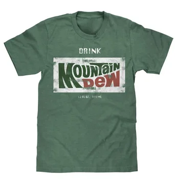

MENS DRINK MOUNTAIN DEW SODA Tops Tee T Shirt GREEN RETRO NEW Funny O Neck Tops T-Shirt