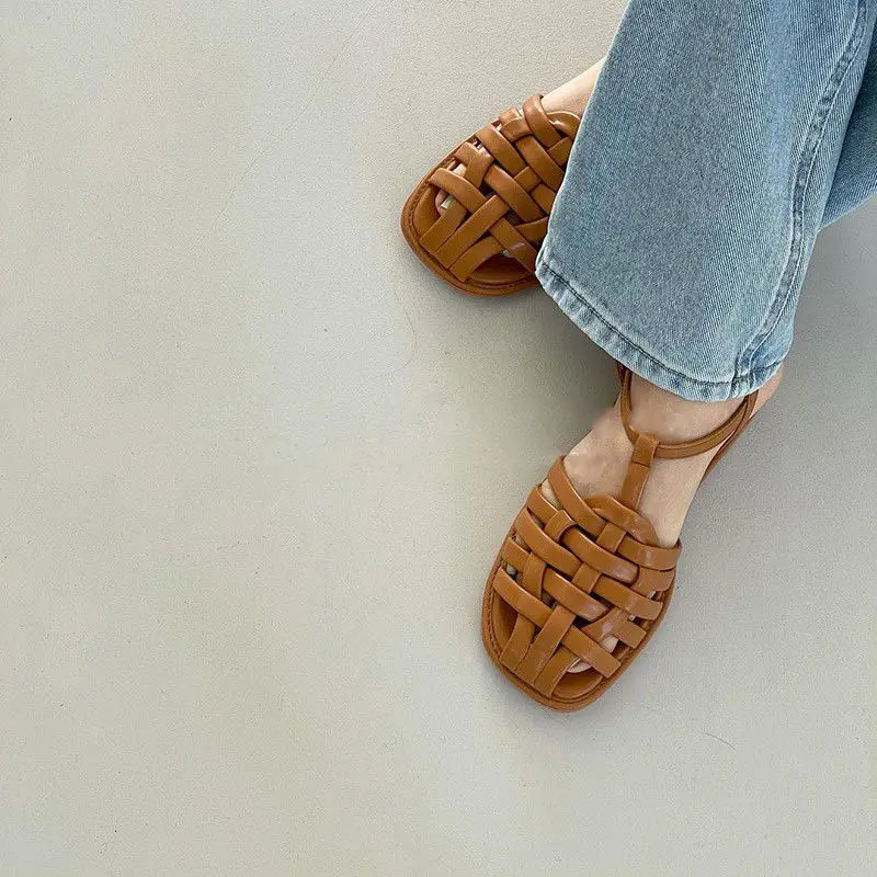 Women Sandals Summer Fashion Outdoor Beach Casual PU Leather Buckle Designer Retro Flat With Ladies Romanas Mujer