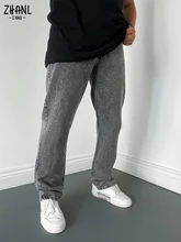Pantalones vaqueros de pierna recta para hombre, ropa de calle informal sin roturas, Hip hop, Primavera