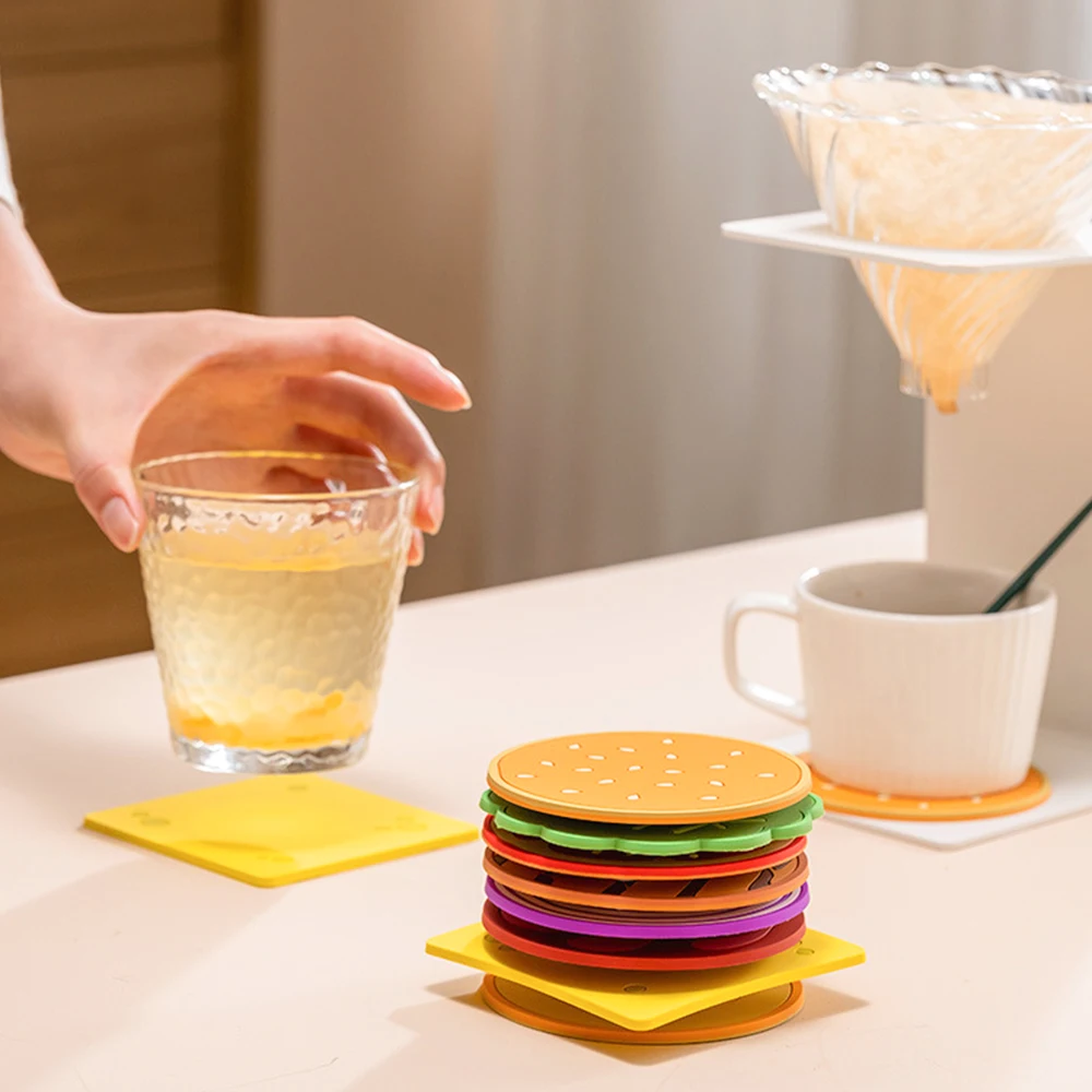 isolamento térmico antiderrapante tigela almofada simulação hamburger caneca copo de café coaster