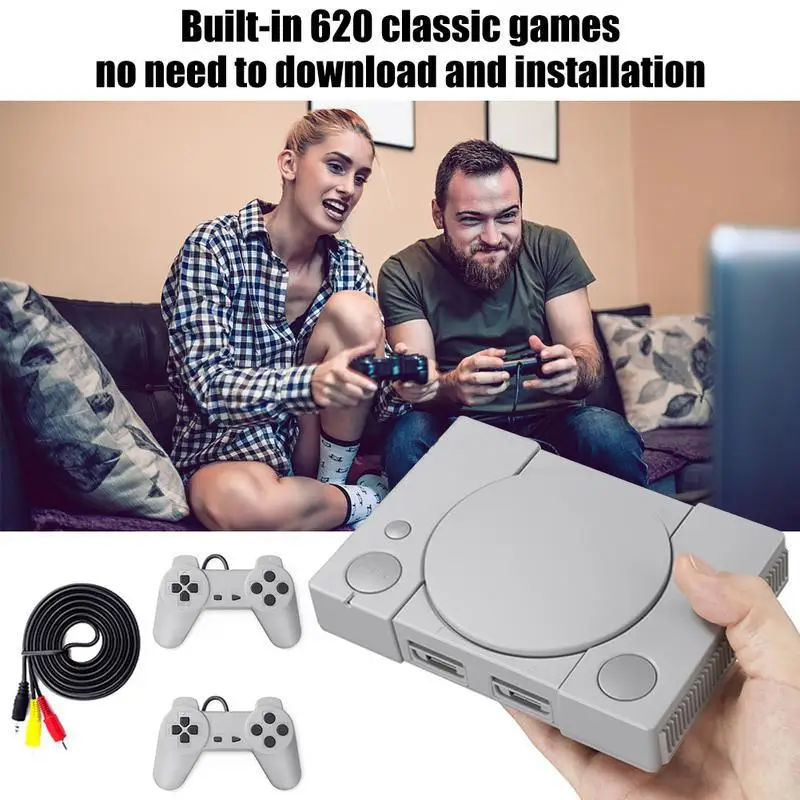 

Classic Game Console 8-bit for PS1 Mini Home 620 Action Game Enthusiast Entertainment System Double Battle Game Console d29