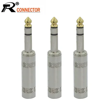 

10pcs/lot 3 Poles Stereo 6.35mm Soldering Wire Connector for 8MM Cable 1/4 Inch Stereo Male Plug Microphone MIC Jack Plug