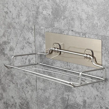 

Stainless Steel Hook Kitchen Bathroom Rack Waterproof Strong Sticky Hook Free Punching Wall-Mounted Rack