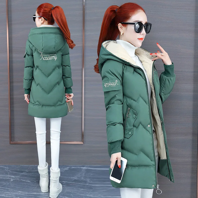 

W101112 Cotton-padded Jacket Coat WOMEN'S Dress Winter New Style Versatile Short-height Mid-length down Coat down Feather Cotton