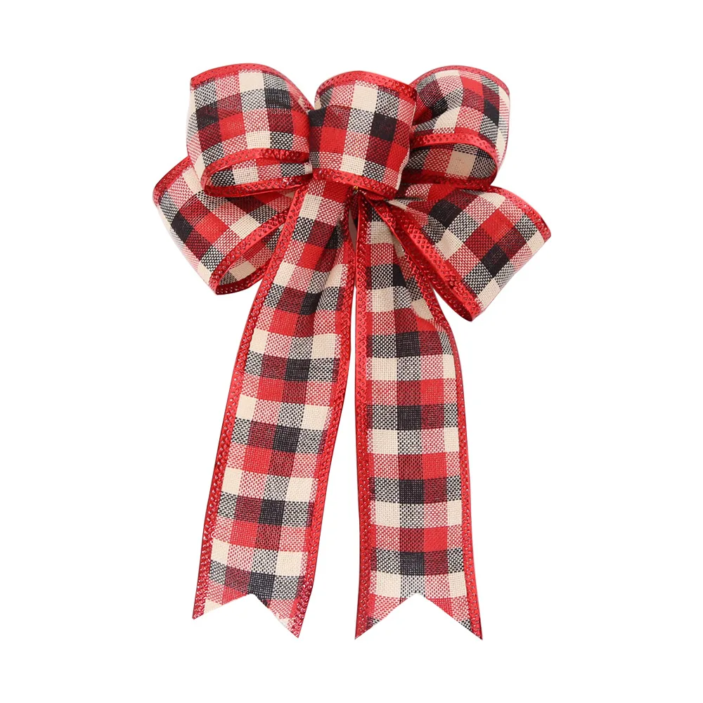 Grand Nœud De Sapin De Noël Rouge Et Blanc - Décor Géant En Velours 180x50cm - Décoration Maison Fête - 4
