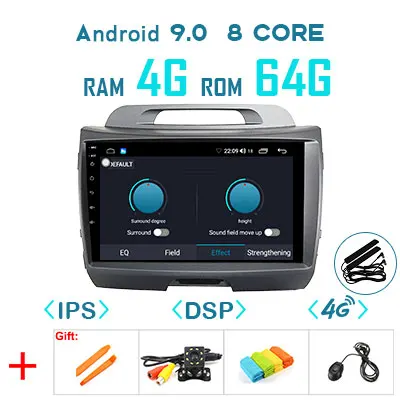 Android 9,0 1280*720P Carplay 4G 64G gps для Kia Sportage 3 4 SL 2010 2011 2012 2013 мультимедийное радио без DVD блока - Цвет: 9.0 4G 64G DSP