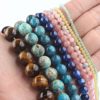

Natural Stone Beads Agates Jades 2 3 4 6 8 10 12mm Round Loose Beads for Jewelry Making Diy Bracelet Necklace Accessories 15‘’