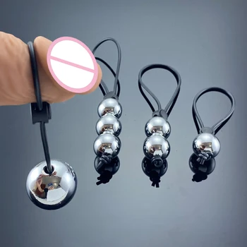 3Balls Male Penis Ring Penis Exercise Device Metal Ball Weight Hanger Penis Enlargement Pump Stretcher Extender Sex Toys For Men 2