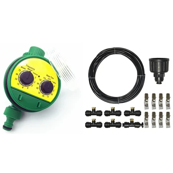 

1 Pc English Electronic ligence Garden Irrigation System Timer with 6M Hose Mist Nebulizer Sprinkler Watering Kits