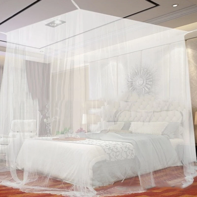 

White Four Corner Outdoor Camping Mosquito Canopy Net with Storage Bag Insect Tent Protection Bedroom Full Netting 200*200*180cm
