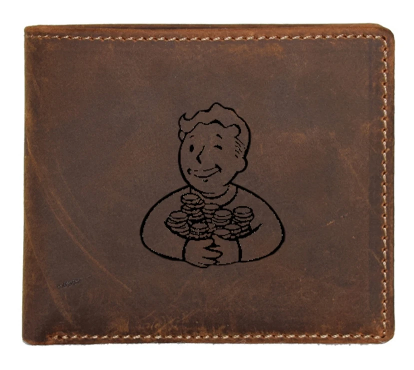 Игра Fallout 4 бумажник для мужчин RFID защита маленькие кошельки Держатель для карт Fallout мальчик из воловьей кожи кошельки с карманом для монет - Цвет: brown wallet