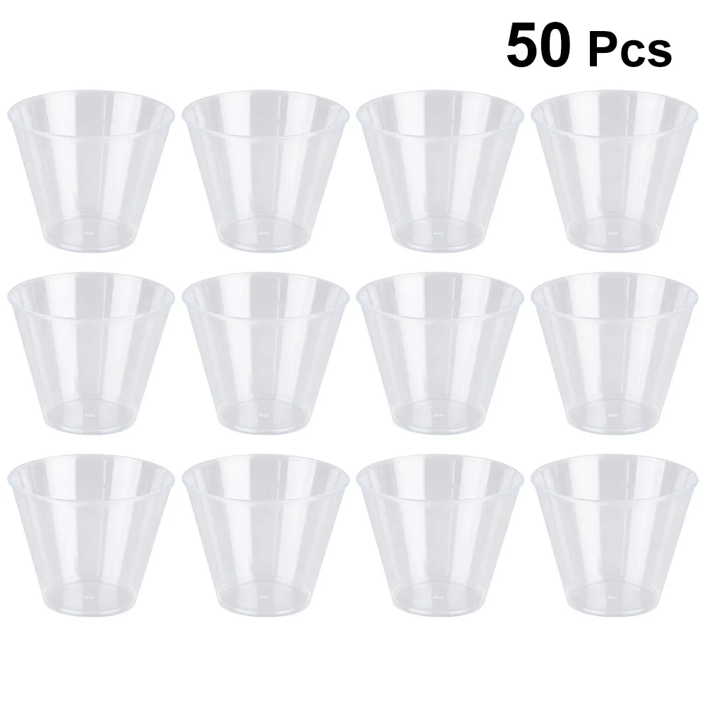 50 Pcs Tasting Cups Transparent Thicken Hard Plastic Drinking Tumblers for Party
