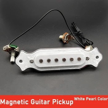 

Soundhole Acoustic Guitar Pickup 500K Control Line Sound Hole Magnetic Pickup 1Tone1Volume for Cigar Box 6 String White Pearl