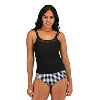 

Plus Size Swimsuit Set Women Swimwear Two Piece Sexy vest lattice Print Beachwear Padded Bathing Suit Drop Shipping#A8L6