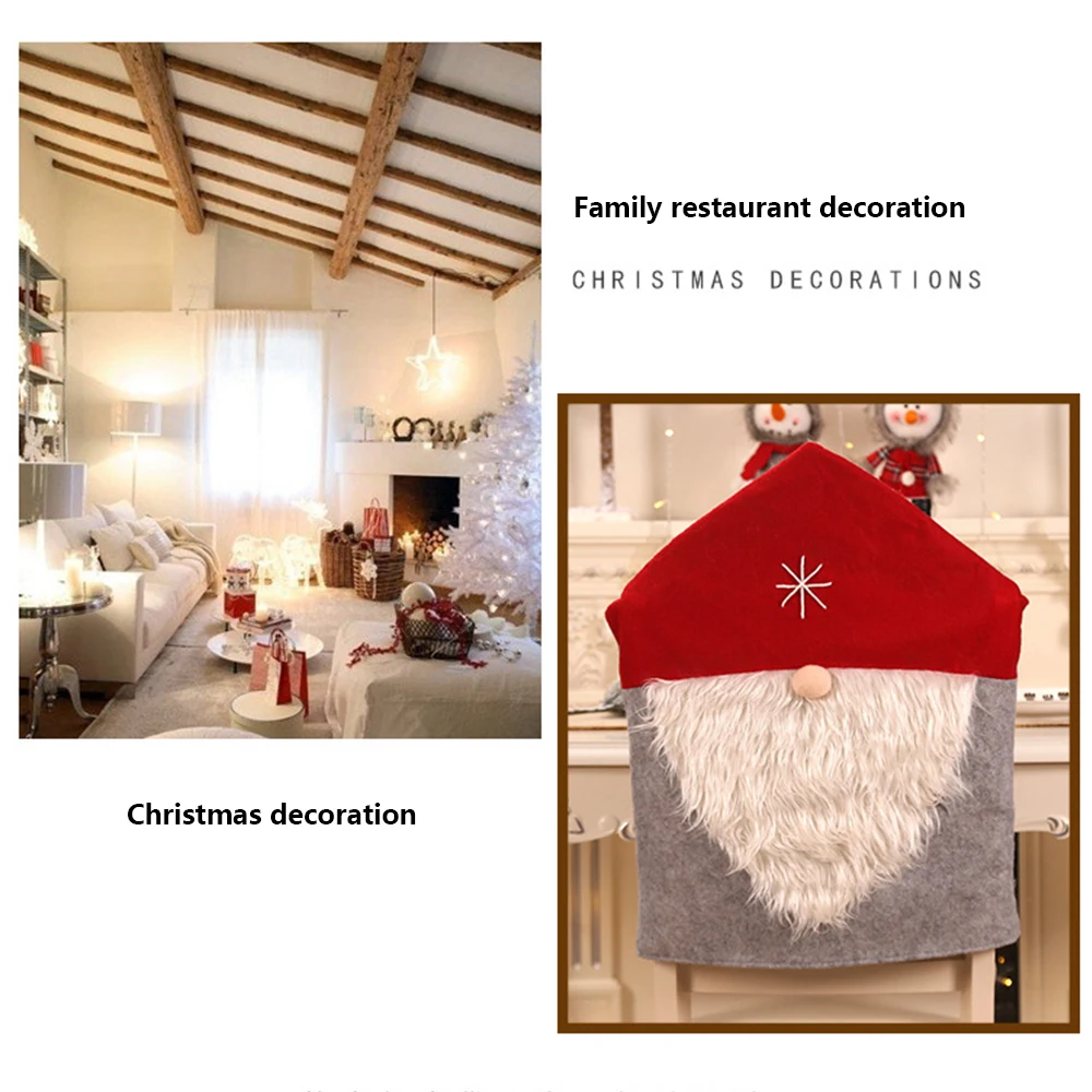 

2020 Santa Claus Cap Pattern Chair Cover Christmas Dinner Table Decorative Chair Cover For Home Chair Back Cover Christmas Decor