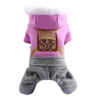 Purple Зимняя одежда для собак, толстая полиэфирная куртка, одежда для собак, две ноги, с принтом, толстовка, чихуахуа, костюм для пуделя, XS, s, m, l, xl, XXL - Цвет: Purple