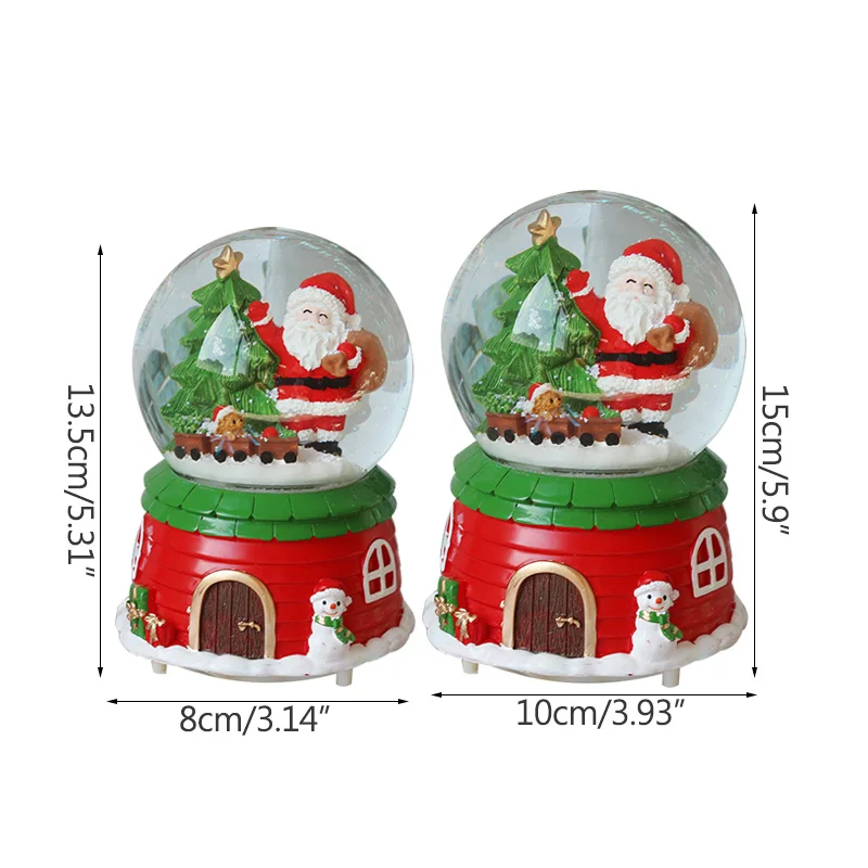Christmas Decoration Accessories Miniature Landscape Music Box Sweet Home Base Figurine Resin Crystal Ball Model Crafts For Kids