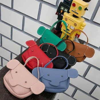 

PU Leather Shoulder Messenger Bags Elephant Shape Mini Solid Korean Soft Mobile Phone Bag Kids Small Shoulder Bag Handbags