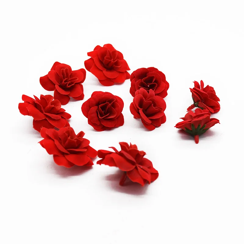 20 Pieces 3.5Cm 5Cm Red Roses Artificial Flower Home Decoration Accessories Wedding Diy Wrist Flower Headdress Festival Supplies