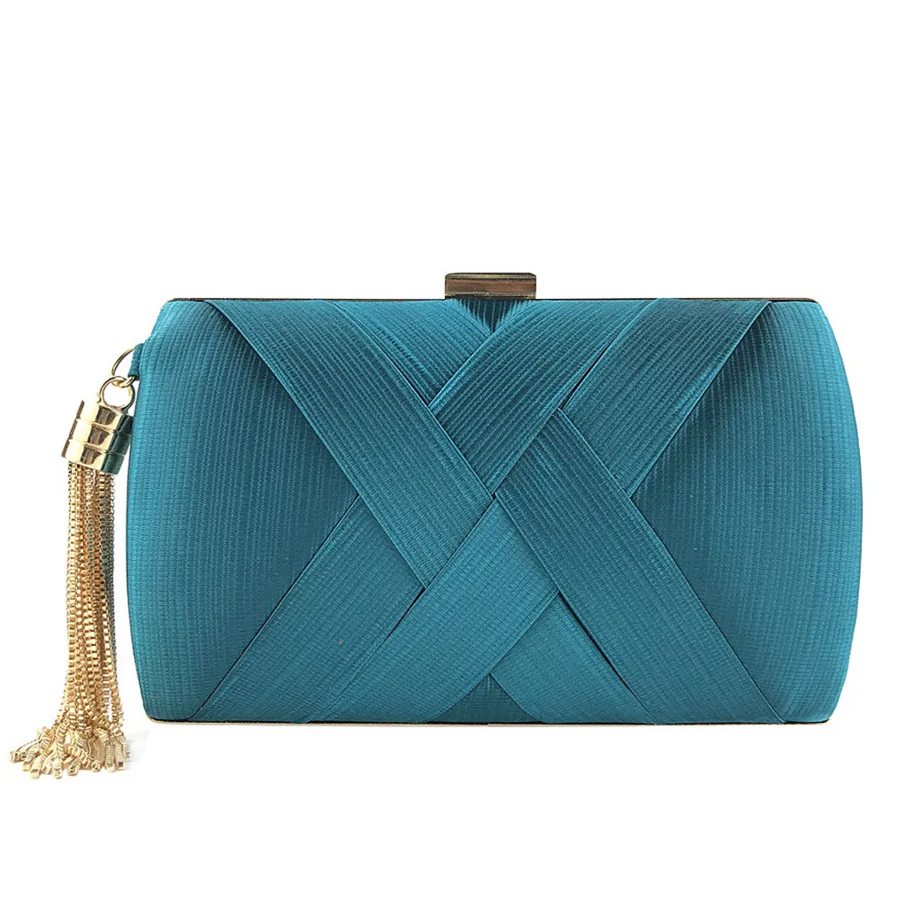 Роскошные дизайнерские сумки, женские модные клатчи с кисточками, вечерние ручные сумки, свадебные сумочки на цепочке#35 - Цвет: Sky Blue