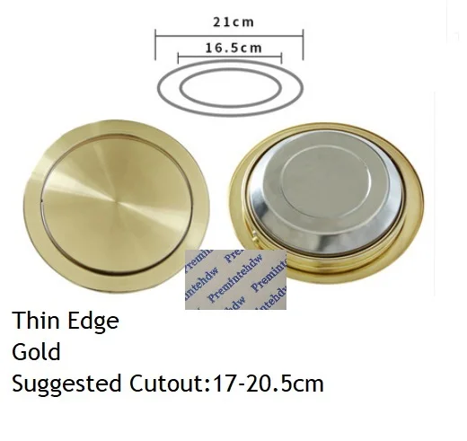 21CM GOLD THIN Столешница из нержавеющей стали, встроенная откидная крышка для свинга, мусорный желоб для мусора, кухонная ванна, Верхняя втулка, бронза, красное золото - Цвет: 21CM GOLD THIN