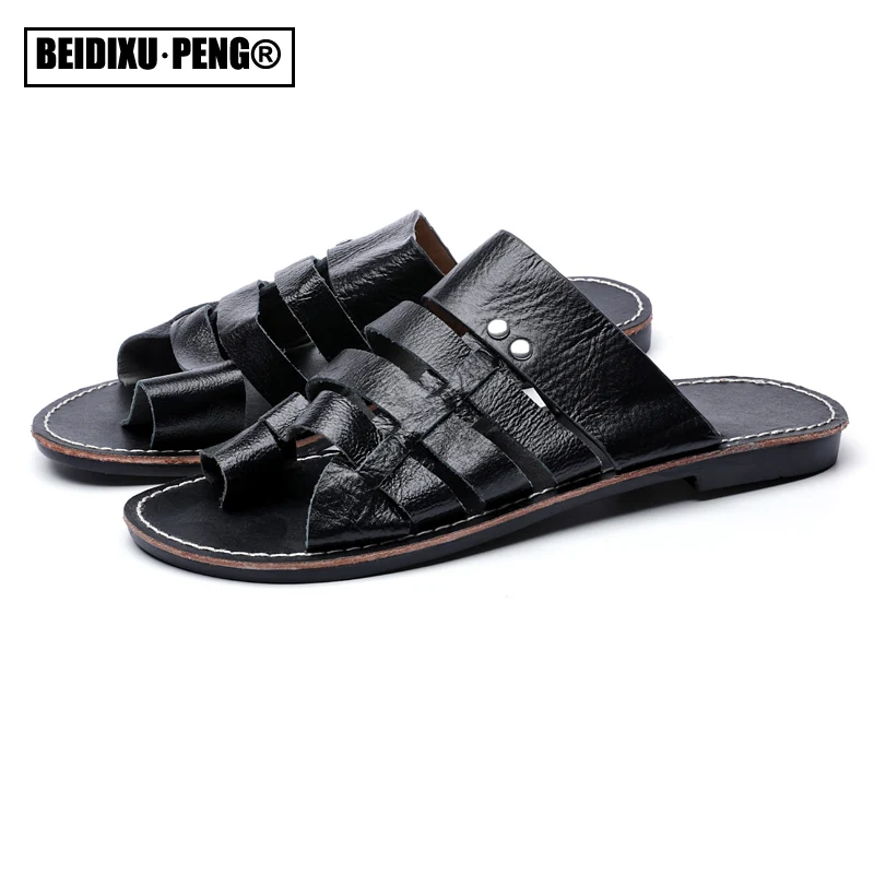 

Women's Handmade Flats Summer Thong Slippers Sandles Shoes Derma Clip-toe Casual Flip Flops Sliders Houseshoes Retro Sandal shoe